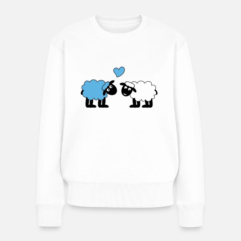 glücklich verliebte Schafe Schäfchen Lämmer Herz - Frauen Premium Bio Pullover - Weiß