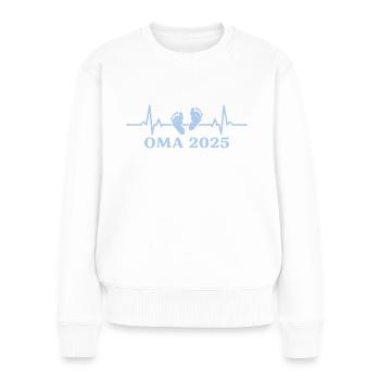 Werdende Oma 2025 Babyparty Geschlecht verkünden - Frauen Premium Bio Pullover - Weiß - Vorne - Julia (174cm)