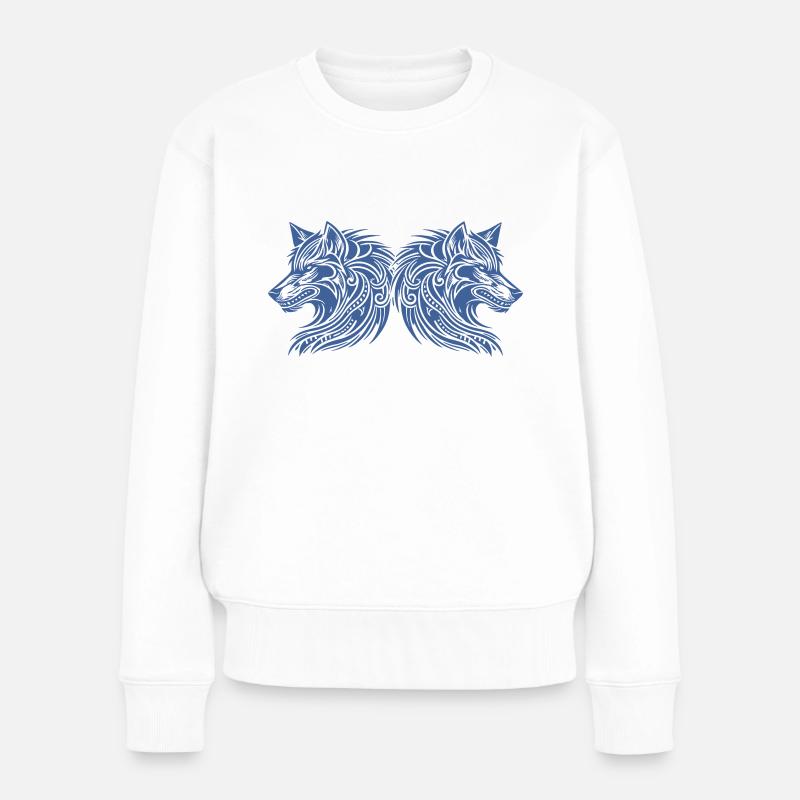 wolf tribal wölfe - Frauen Premium Bio Pullover - Weiß