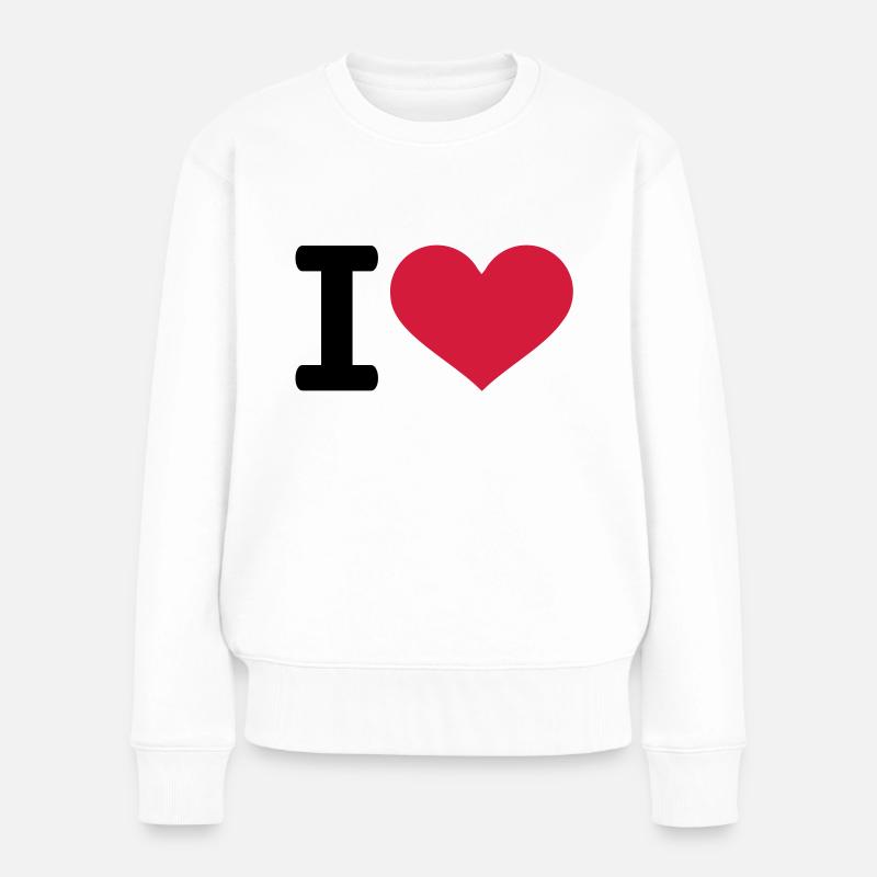 I heart love - Frauen Premium Bio Pullover - Weiß