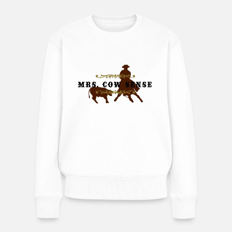 mrs_cowsense_neu - Frauen Premium Bio Pullover - Weiß