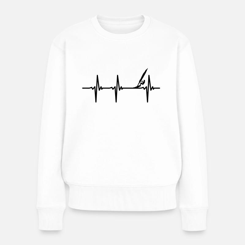 Herzschlag Windsurfen - Frauen Premium Bio Pullover - Weiß