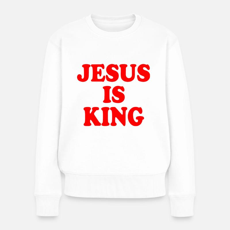 Jesus is king - Frauen Premium Bio Pullover - Weiß