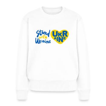 Stand with Ukraine - Frauen Premium Bio Pullover - Weiß - Vorne - Julia (174cm)