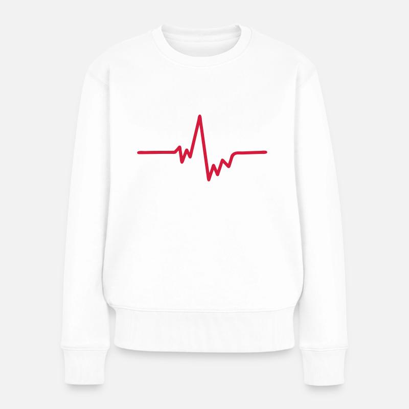 Herzschlag Liebesgeräusch love - Frauen Premium Bio Pullover - Weiß