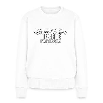 Liberté d'expression - Pull Premium bio Femme - blanc - Devant - Julia (174cm)