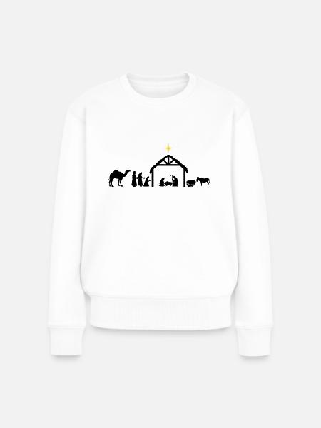 Krippe - Frauen Premium Bio Pullover - Weiß