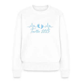 Werdende Tante 2025 Schwangerschaftsverkündung - Frauen Premium Bio Pullover - Weiß - Vorne - Julia (174cm)