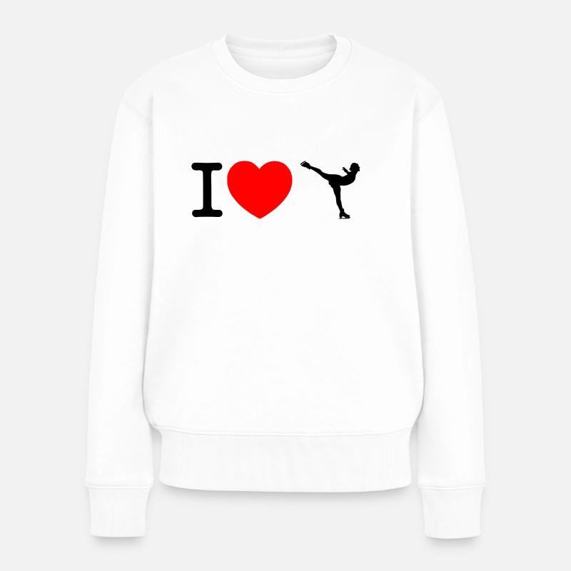 Ich liebe Eislauf - Eiskunstlauf - Frauen Premium Bio Pullover - Weiß