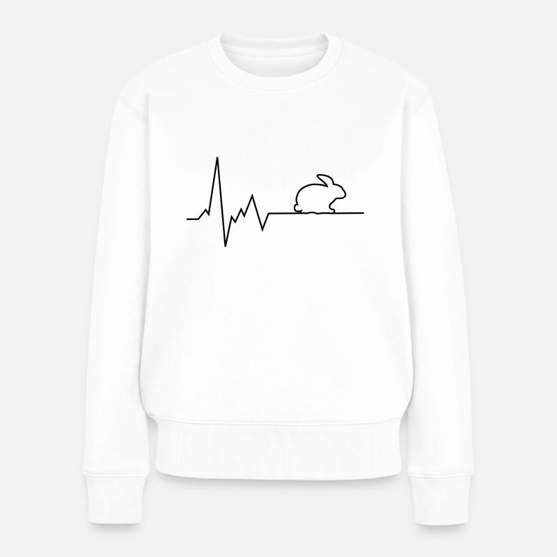 herzschlag hase - Frauen Premium Bio Pullover - Weiß