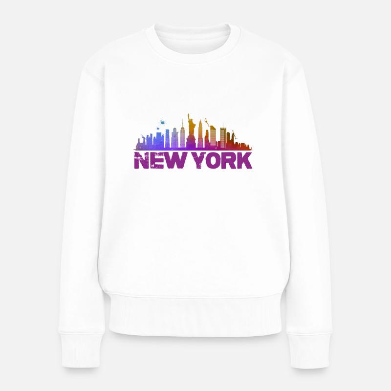 new york - Frauen Premium Bio Pullover - Weiß
