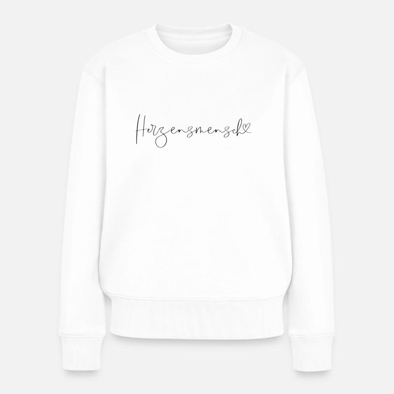 Herzensmensch Liebe Freundschaft - Frauen Premium Bio Pullover - Weiß