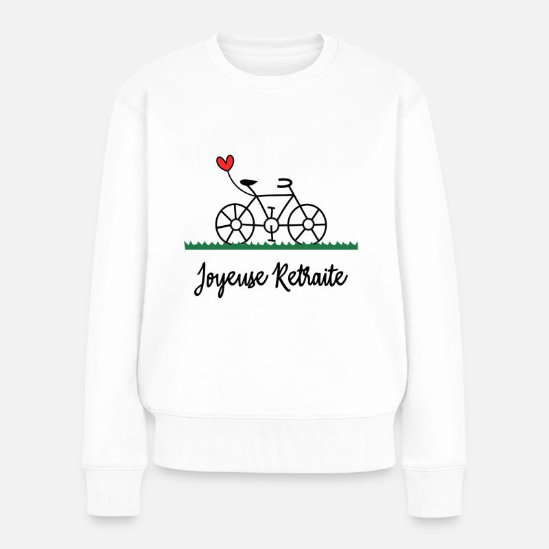 RETRAITE. BONNE RETRAITE. JOYEUSE RETRAITE. VELO - Pull Premium bio Femme - blanc