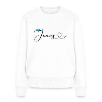 Jonas Name Vorname Kalligrafieherz - Frauen Premium Bio Pullover - Weiß - Vorne - Julia (174cm)