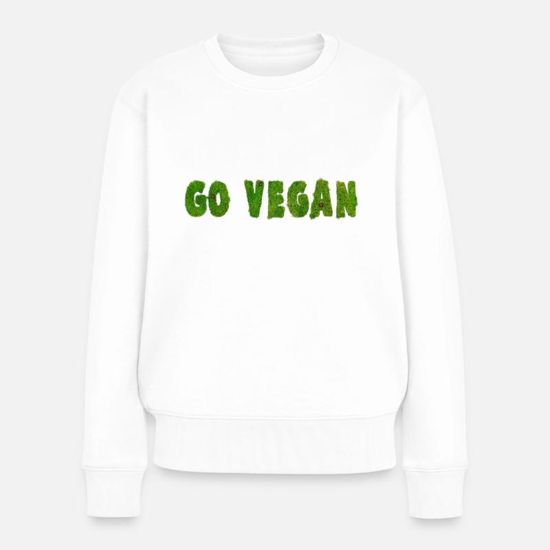 Go Vegan - Statement - Frauen Premium Bio Pullover - Weiß