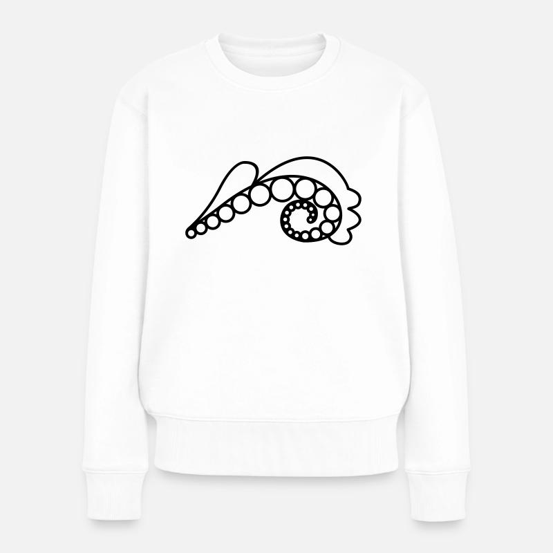 Welle...oder Farn? - Frauen Premium Bio Pullover - Weiß