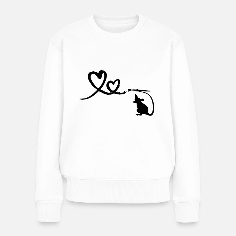 Ratte mit Pinsel Herzen Street Art - Frauen Premium Bio Pullover - Weiß