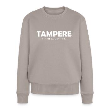 Tampere - Finland - Coordinates - Longitude - Women's Premium Organic Jumper - taupe - Front - Julia (174cm)