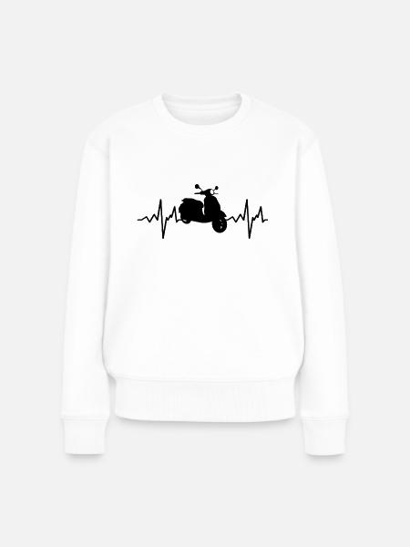 Moped Motorroller Herzschlag - Frauen Premium Bio Pullover - Weiß