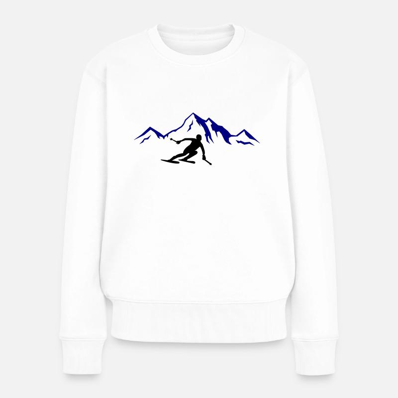 ski berge 02 - Frauen Premium Bio Pullover - Weiß