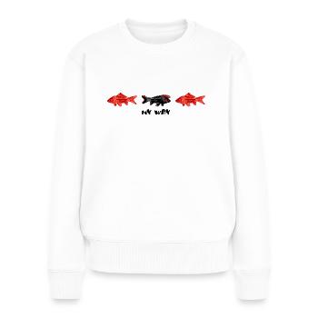 Ma façon de poisson rouge - Pull Premium bio Femme - blanc - Devant - Julia (174cm)