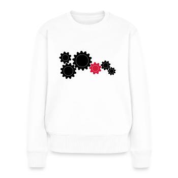 Zahnräder, Teamwork - Frauen Premium Bio Pullover - Weiß - Vorne - Julia (174cm)