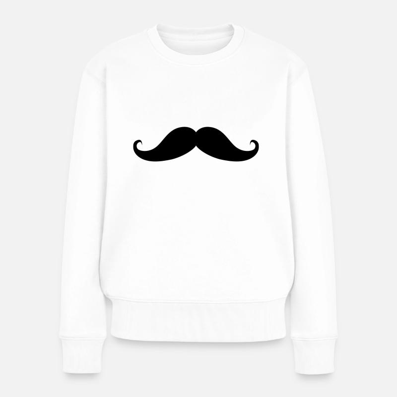 Schnurrbart - Frauen Premium Bio Pullover - Weiß