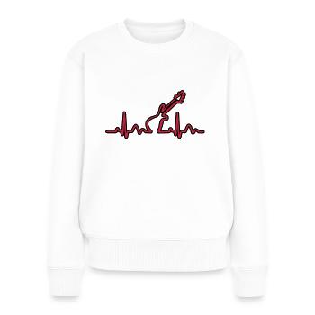 Les lignes de la fréquence cardiaque - Pull Premium bio Femme - blanc - Devant - Julia (174cm)