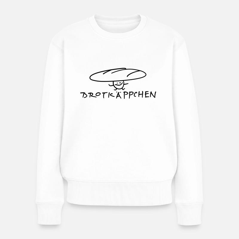 Brot Strichmännchen - Frauen Premium Bio Pullover - Weiß