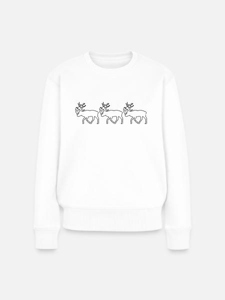 Caribou - Rentier - Frauen Premium Bio Pullover - Weiß
