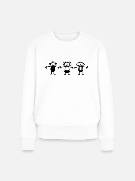 3 Strichmännchen Kinder - Frauen Premium Bio Pullover - Weiß