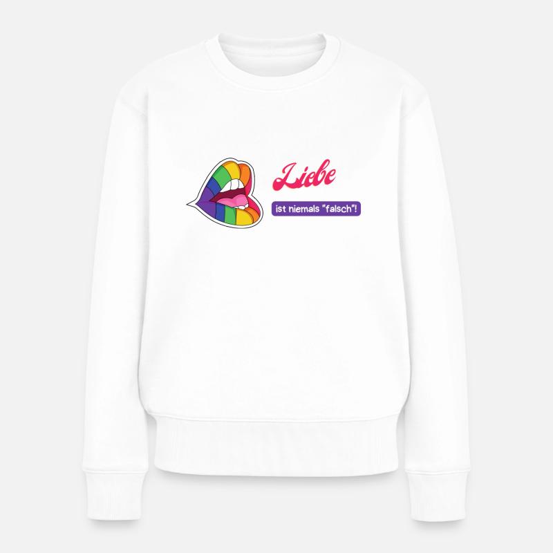 Liebe ist niemals falsch - Frauen Premium Bio Pullover - Weiß