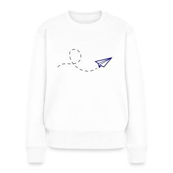 avion en papier - Pull Premium bio Femme - blanc - Devant - Julia (174cm)