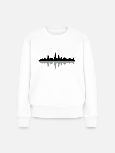 Skyline Halle Schatten - Frauen Premium Bio Pullover - Weiß
