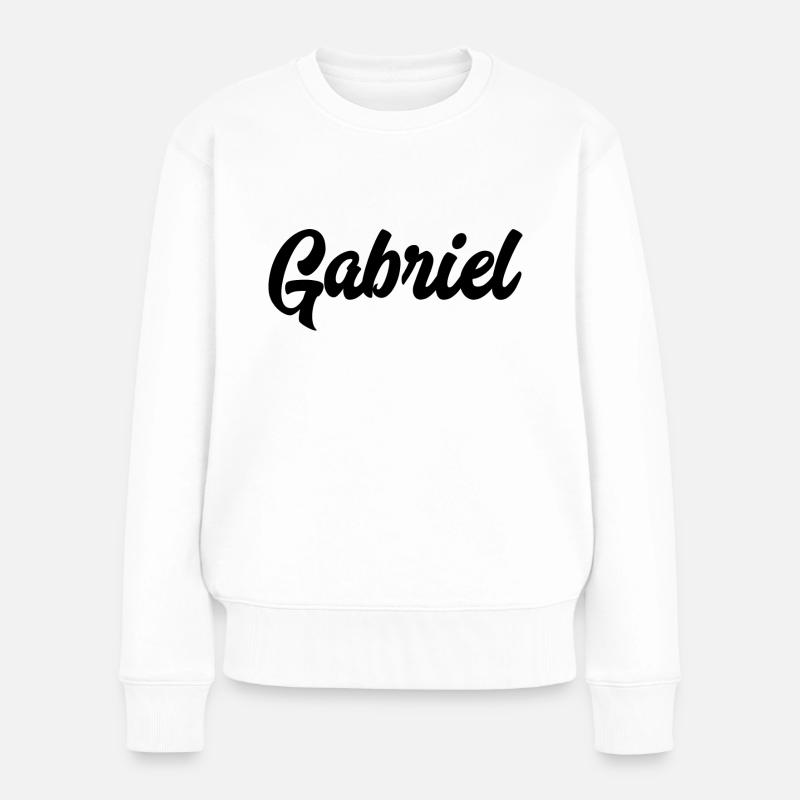 Gabriel Custom Text Nom d’anniversaire - Pull Premium bio Femme - blanc