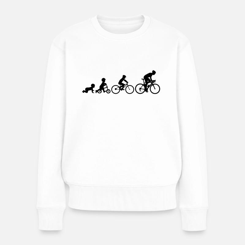 Radfahrer Evolution Fahrrad Biker Fahrradfahrer - Frauen Premium Bio Pullover - Weiß