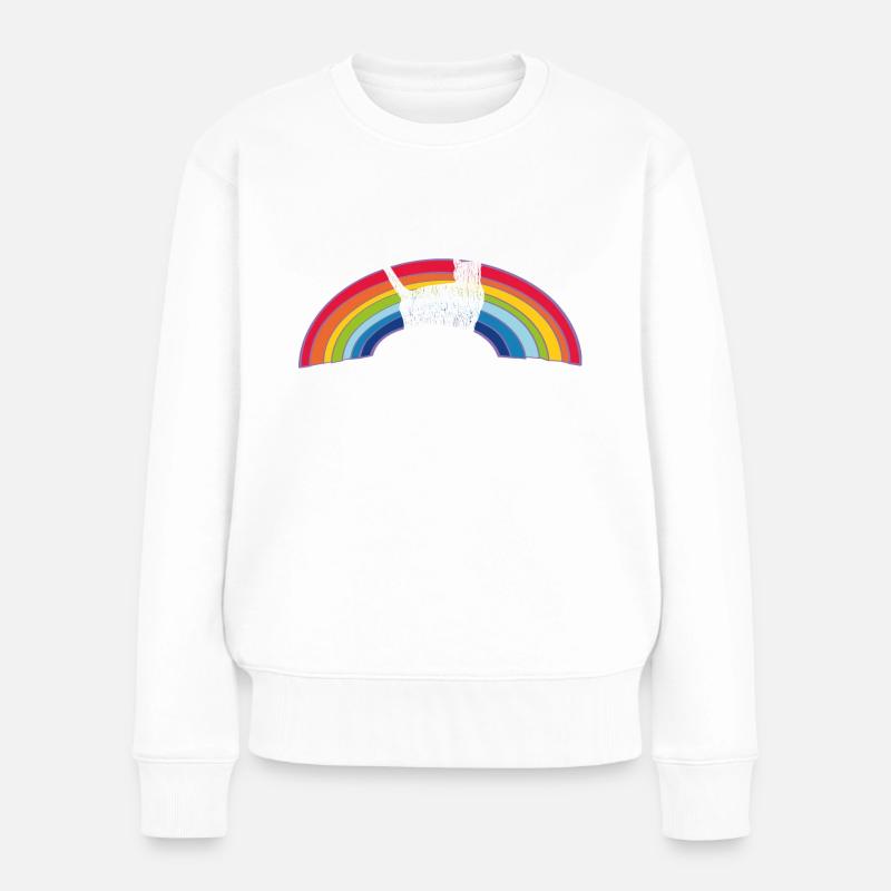 regenbogen katze - Frauen Premium Bio Pullover - Weiß