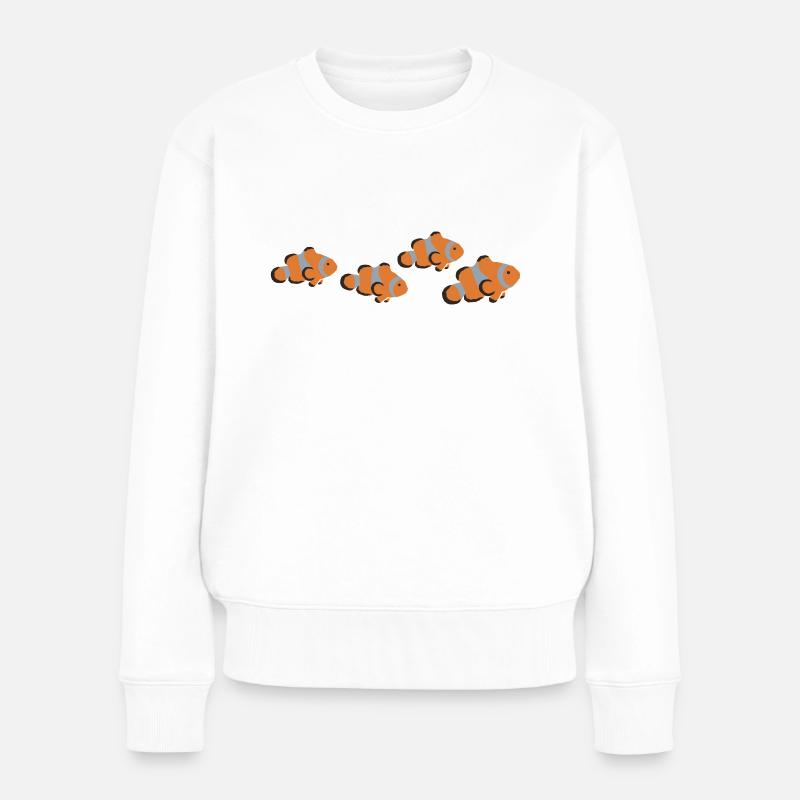 Clownfisch Schwarm - Frauen Premium Bio Pullover - Weiß