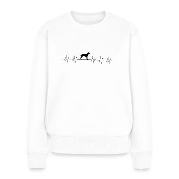 Hund im Herzschlag - Frauen Premium Bio Pullover - Weiß - Vorne - Julia (174cm)