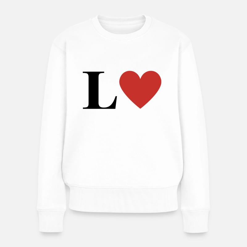 Buchstabe l rotes Herz - Frauen Premium Bio Pullover - Weiß