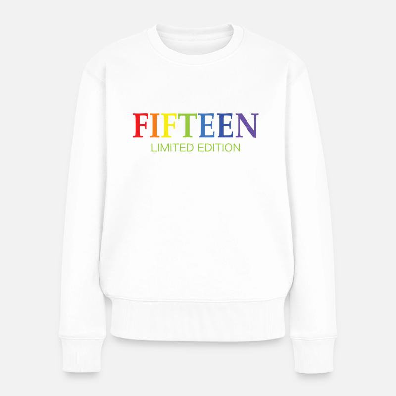 15. Geburtstag Geschenk Regenbogen - Frauen Premium Bio Pullover - Weiß