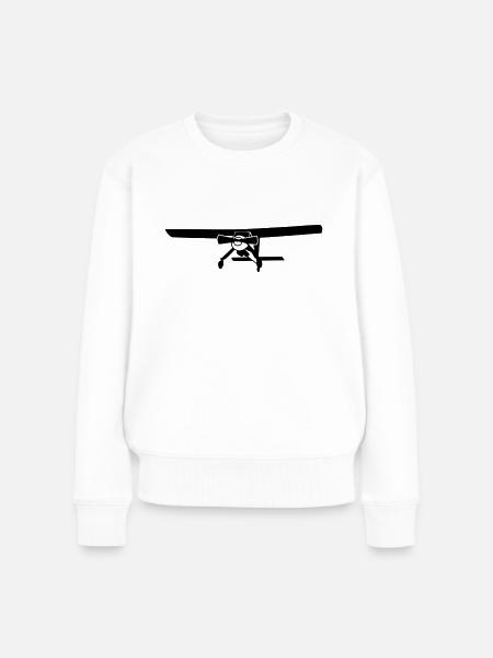Motorflugzeug Pilot Geschenk Motor - Frauen Premium Bio Pullover - Weiß