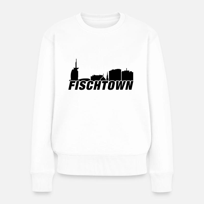 Fischtown Bremerhaven Skyline - Frauen Premium Bio Pullover - Weiß