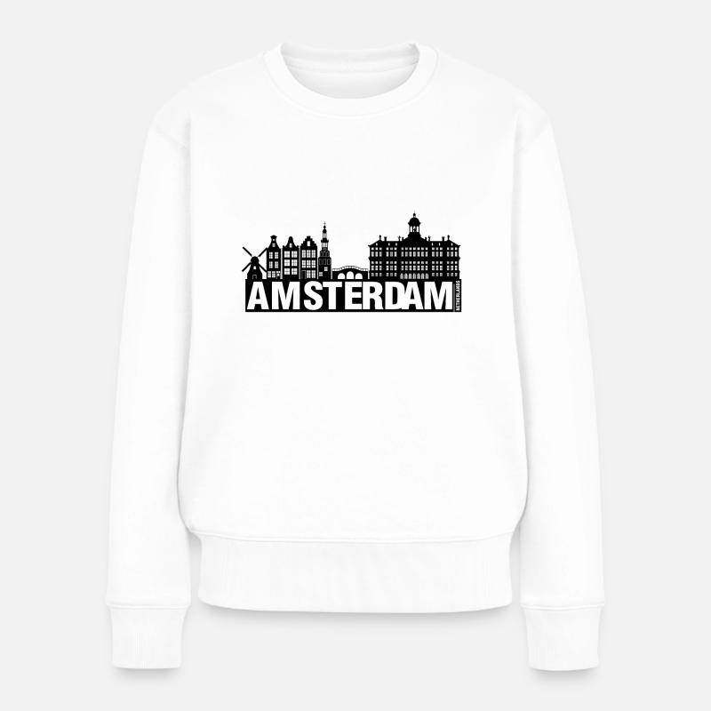 Die Skyline der Stadt Amsterdam niederländisch - Frauen Premium Bio Pullover - Weiß