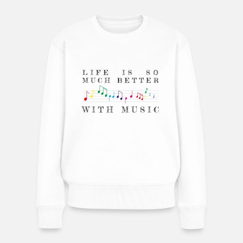 Life is Better with Music - Variation - Frauen Premium Bio Pullover - Weiß