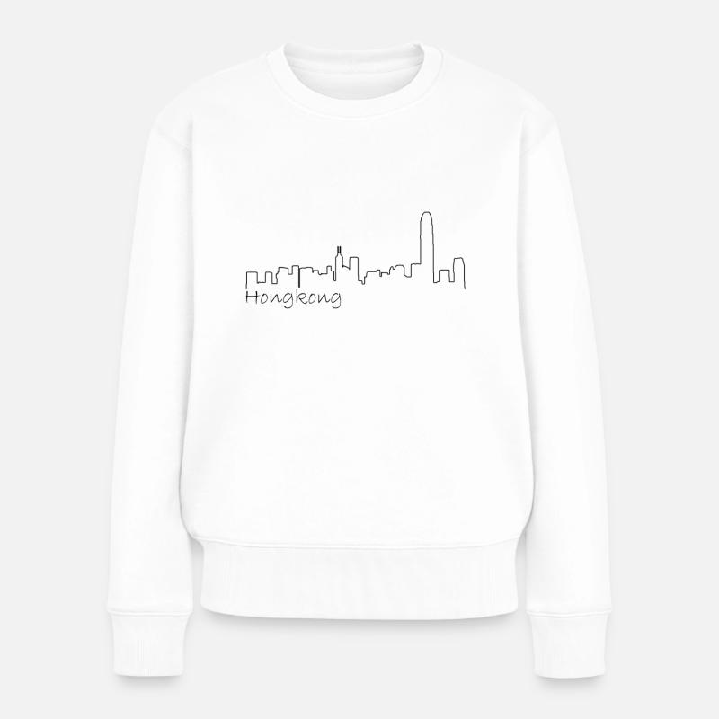 Skyline Hongkong - Frauen Premium Bio Pullover - Weiß