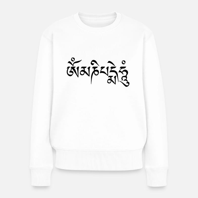 om_mani_padme_hum - Frauen Premium Bio Pullover - Weiß