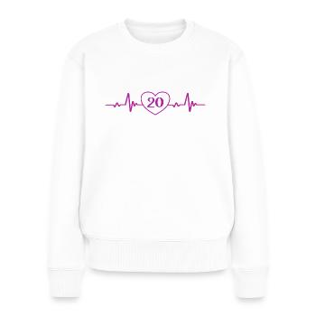 20. Geburtstag Herz 20 - Frauen Premium Bio Pullover - Weiß - Vorne - Julia (174cm)