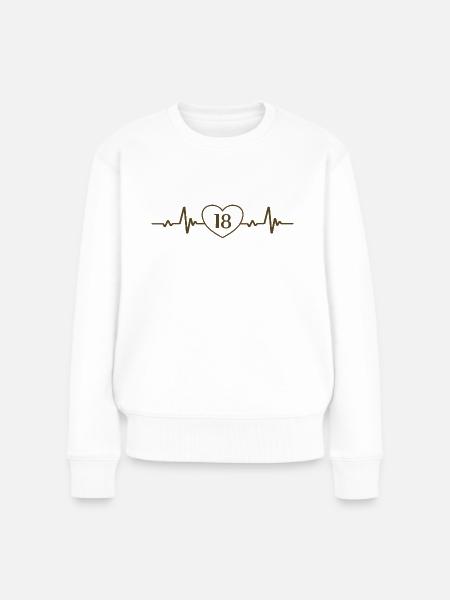 18. Geburtstag Herz 18 - Frauen Premium Bio Pullover - Weiß