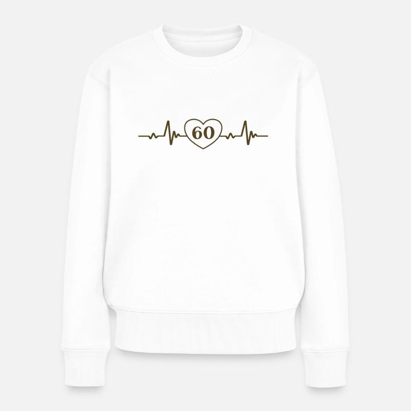 60. Geburtstag Herz 60 - Frauen Premium Bio Pullover - Weiß